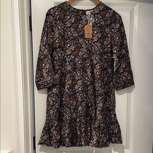 NATURAL LIFE Navy Floral Paisley Dress xs nwt